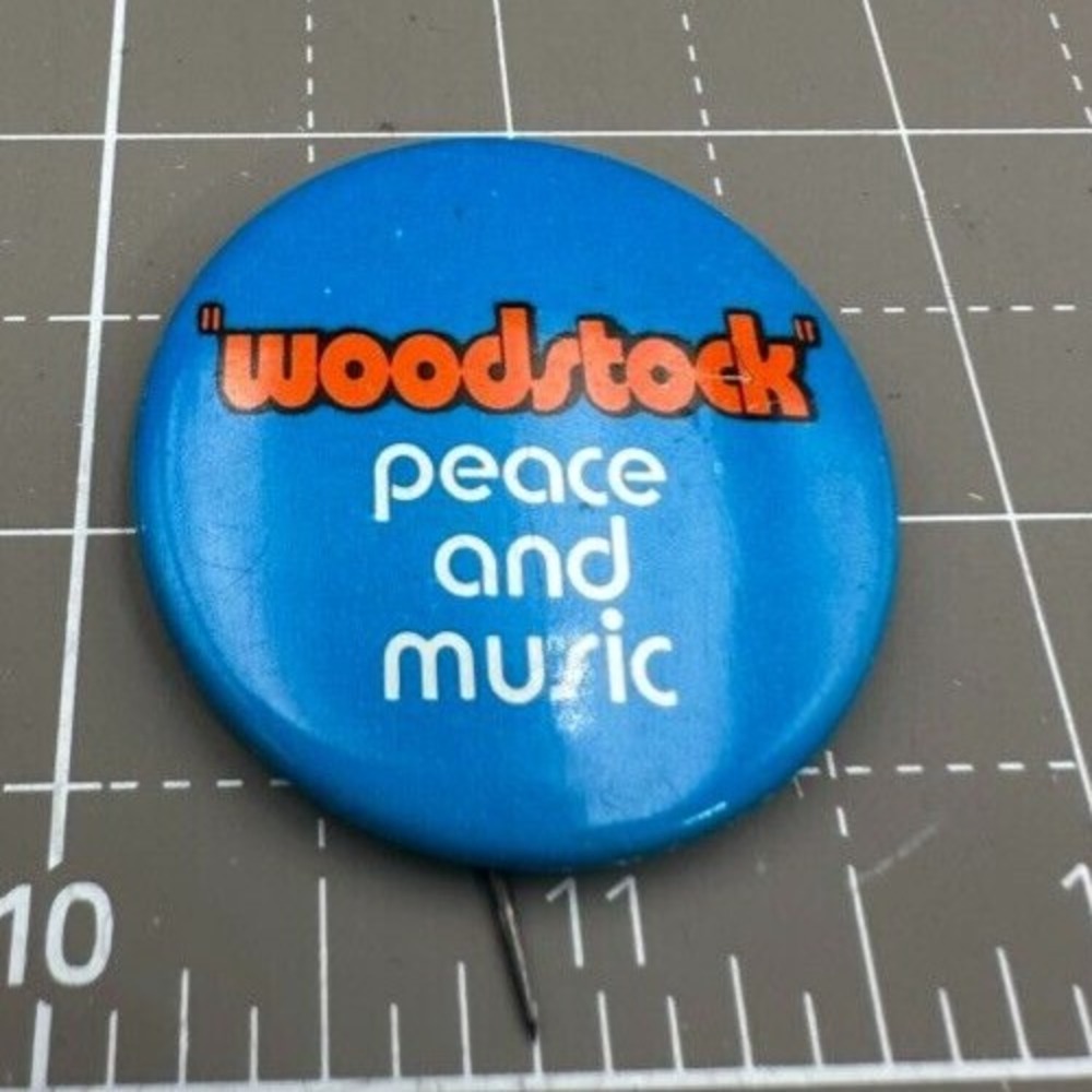 Woodstock Peace And Music Promotional Movie Release Button 1969